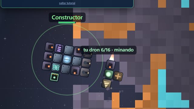 Un dron minando un planeta junto a la nave